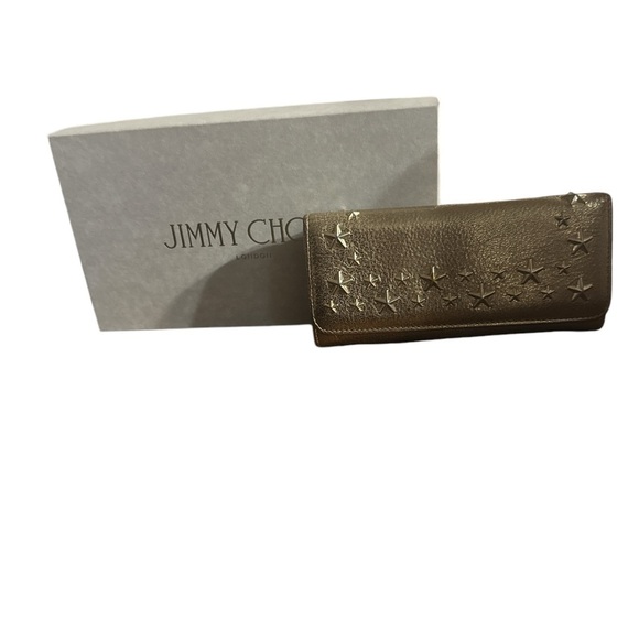 JIMMY CHOO Long Wallet Studs Leather Authentic USED EUC with Box and COA - Picture 2 of 9